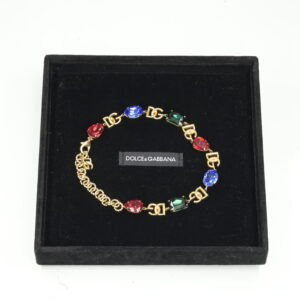 Necklace with DG logo and multi-colored crystals